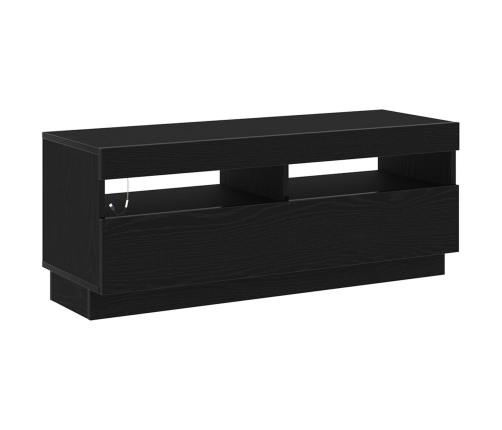 mueble para TV  con luces LED en roble negro, 200x35x40 cm, madera de calidad
