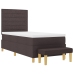 Cama con Sommier  con Colchón y Banco Marrón Oscuro 100x200 cm Tela