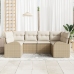 Conjunto de Sofá de Jardín de 6 Piezas con Cojines Beige Ratán Poliéster