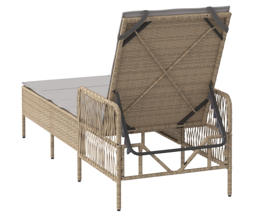 Tumbona Beige y gris claro Ratán PE 157 x 55 x 92 cm Plegable