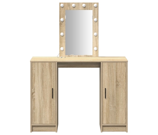Mesa de Tocador  con Luces LED en Roble Sonoma, 102x33x135 cm