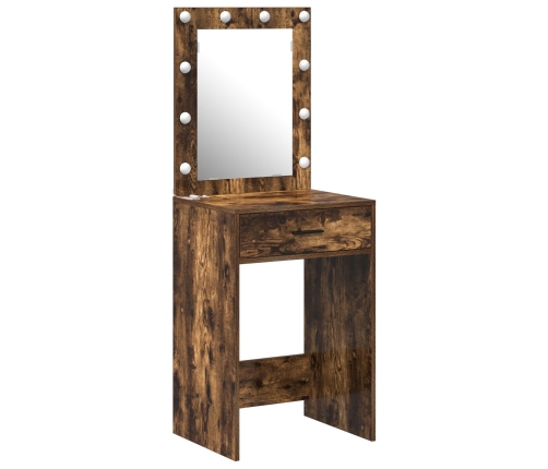 Mesa de Tocador  con Luces LED Roble Ahumado 50x41x135 cm