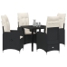 Set de Comedor de Jardín de 5 Piezas con Cojines Negras de Poliratán