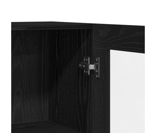 Mueble Auxiliar Roble Negro Madera de calidad y vidrio Mediano