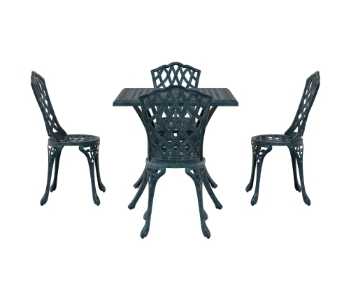 Conjunto de comedor de jardín de 5 piezas  verde de aluminio fundido