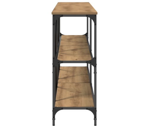 Mesa Consola  Roble Artesano 200x30x75 cm Madera Ingenierizada y Acero