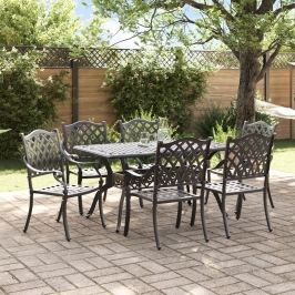 Set de 4 Negro Aluminio Fundido 6 Personas Asientos Múltiples