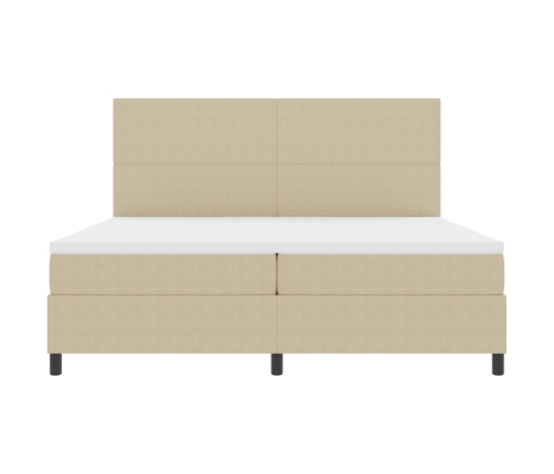 Cama con Somier  con Colchón Beige Claro 200x200 cm Tela de Sarga