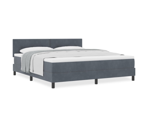 Cama Box Spring  con colchón gris oscuro Super King terciopelo