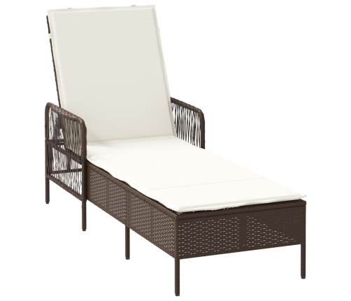 Conjunto de Tumbonas Set de 3 Marrón y crema Ratán sintético, metal
