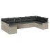 Set de Sofá Jardín  10 Piezas Cojines Gris Claro Poliratán