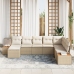 Set de Sofá de Jardín  de 8 Piezas con Cojines Beige de Ratán Poliéster