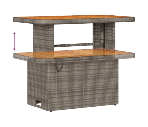 Conjunto de Comedor de Jardín de 3 Piezas con Cojines Gris en Poliratán y Acacia
