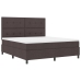Cama con Base de Resortes y Colchón Marrón Oscuro Super King Tela