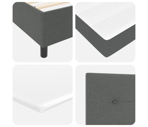 Cama de Caja de Resortes  Gris Oscuro Super King Tela