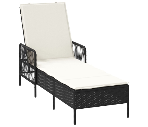 Tumbona  Negra y crema Ratán PE 157 x 55 x 92 cm