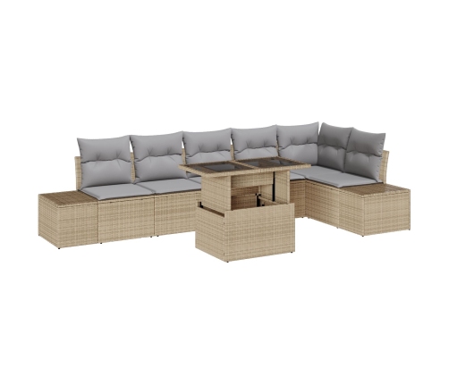 Juego de sofá de jardín Conjunto de 7 Beige y gris