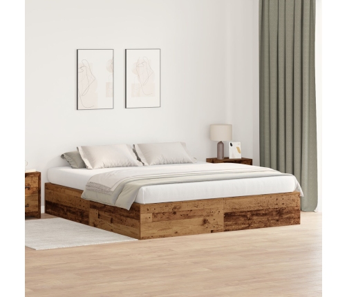 Estructura de Cama Madera Recuperada Madera de Roble Sólido
