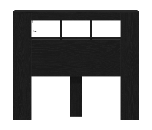Cabecero de Almacenamiento  con Luces LED Roble Negro 120x18,5x103,5 cm