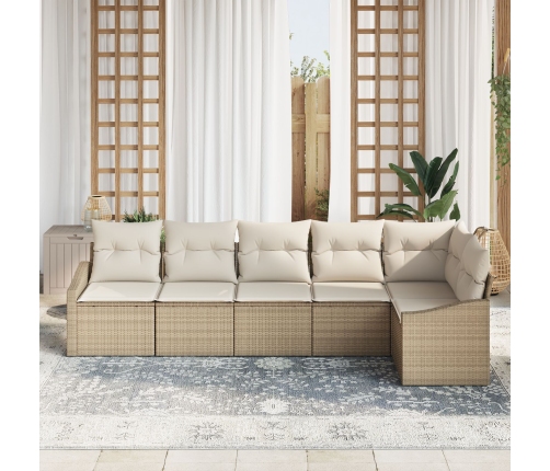 Conjunto de Sofá de Jardín de 6 Piezas con Cojines Beige Ratán Sintético