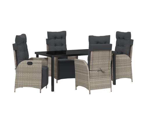 Conjunto de Comedor de Jardín de 5 Piezas Gris Claro Poliratán