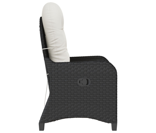 Sillón reclinable  con cojín de poliratán negro