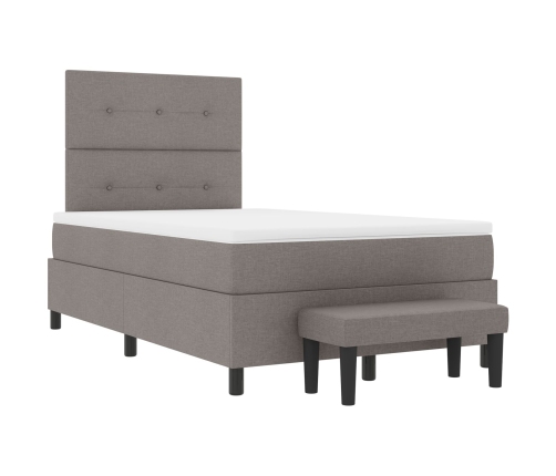 Cama Box Spring  con Colchón y Banco Taupe 120x200 cm Tela