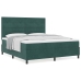 Cama con somier y colchón verde oscuro de  tamaño súper king de terciopelo