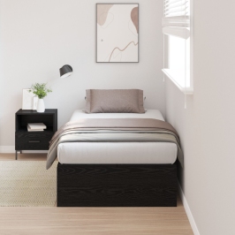 Estructura de Cama  Roble Negro 75x190 cm Madera Fina