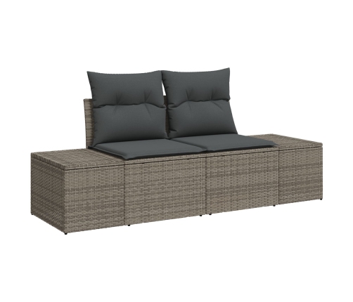 Conjunto de sofá de jardín de 10 piezas con cojines gris polirratán acacia