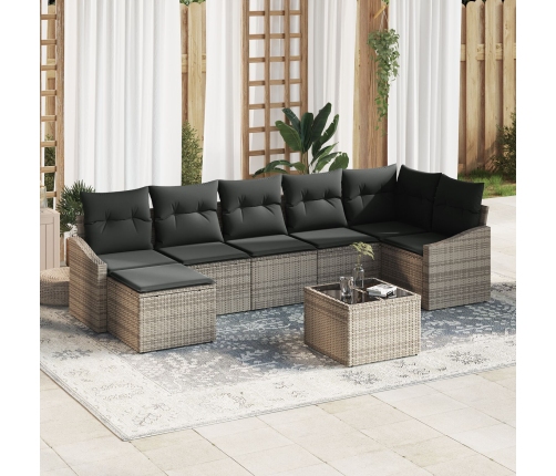 Conjunto de Comedor de Jardín de 7 Piezas con Cojines Ratán Poliéster Negro