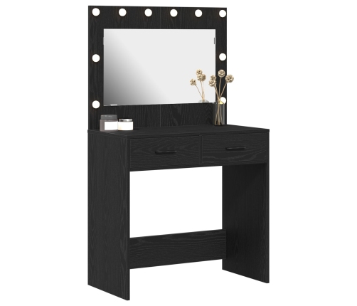 Mesa de tocador  con luces LED en Roble Negro 78,5x41x135 cm