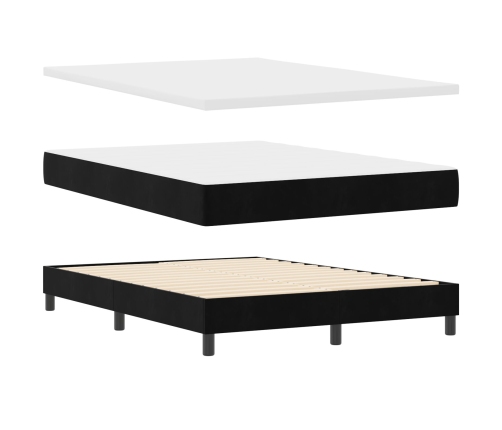 Cama Box Spring  con colchón Negro 160x200 cm Terciopelo
