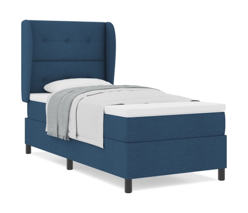 Cama Box Spring  con Colchón Azul 100x200 cm Tela
