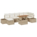 Conjunto de Sofás de Jardín  Set de 8 Beige Ratán, Metal, Tela