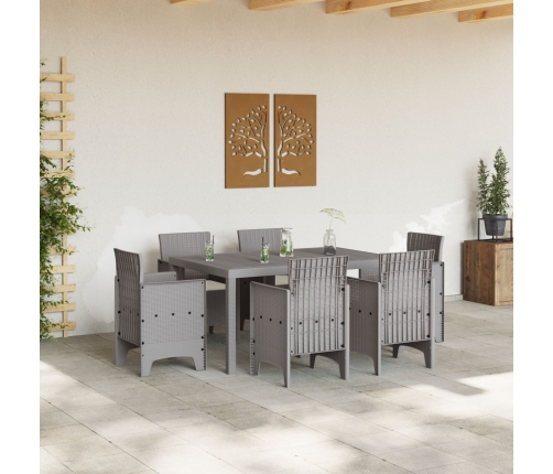 Conjunto de Comedor de Jardín de 7 Piezas  con Cojines Gris Claro Poliratán