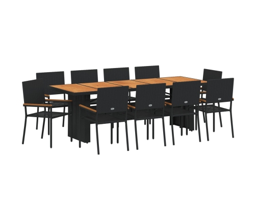 Juego de Comedor de Jardín de 11 Piezas  Ratané Negros