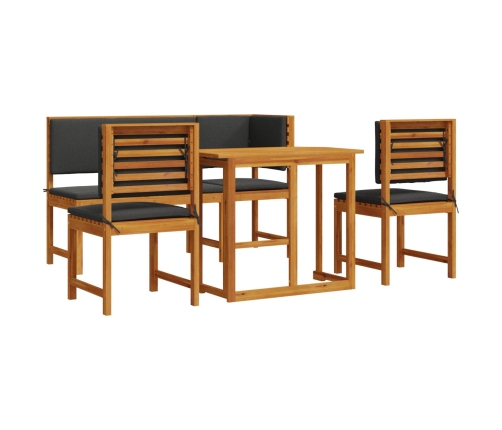 Set de Comedor de Jardín de 5 Piezas con Cojines de Madera de Acacia