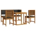 Set de Comedor de Jardín de 5 Piezas con Cojines de Madera de Acacia