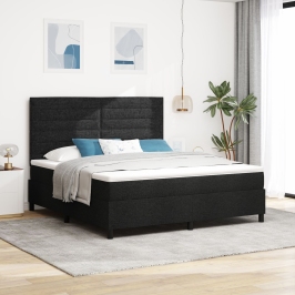 Somier con Colchón y LED Negro 180x200 cm Tela