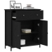Aparador Negro de Roble 70x30x80 cm de Madera Ingenierizada y Acero