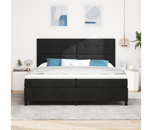 Cama con Base y Colchón Negro 200x200 cm Tela