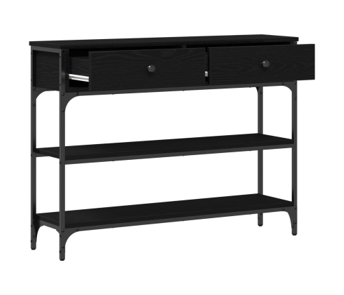 Mesa de Consola  Negro Roble 100x25x75 cm Madera Ingenierizada y Acero