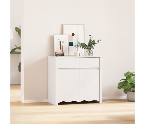 Aparador ""DRAMMEN"" Blanco 79x43x75,5 cm Madera Sólida de Pino