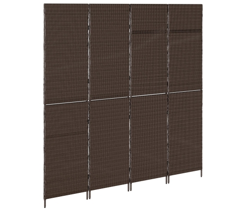 Divisor de habitación  4 paneles plegable marrón 195x180 cm poli ratán