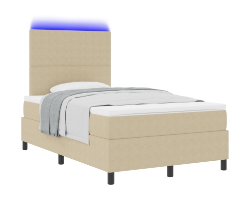 Cama con Somier  con Colchón y Luz LED Verde Gris 120x200 cm Tela de Corduroy