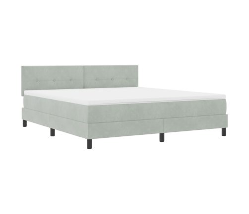 Cama con somier y colchón  Gris Claro Super King Terciopelo