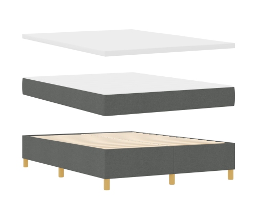 Cama con somier y colchón & LED Gris Oscuro 140x200 cm Tela
