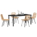 Conjunto de Comedor Jardín de 5 Piezas Marrón Ratán Poliéster