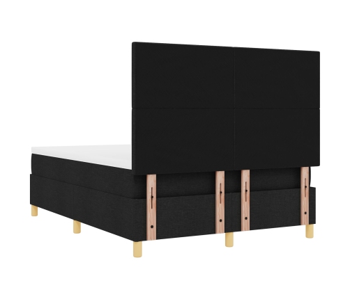 Cama de Muelles  con Colchón Negra 140x200 cm Tela